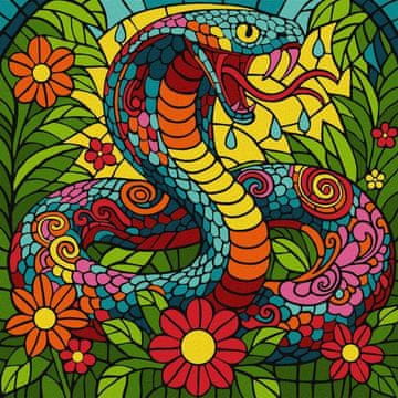 Rayher.	 Slikanje po številkah, Stained glass window Tropical cobra, 30x30 cm