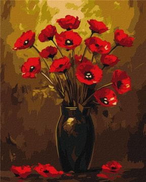 Rayher.	 Slikanje po številkah, Bouquet of poppies, s kovinskimi barvami, 40x50 cm