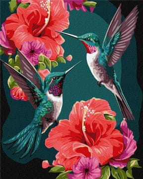 Rayher.	 Slikanje po številkah, Emerald hummingbirds, s kovinskimi barvami, 40x50 cm