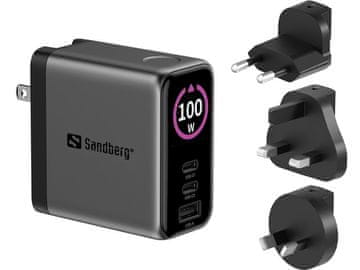 Sandberg Potovalni polnilnik PD100W z displejem