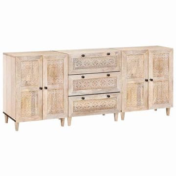 Vidaxl Strani šal 3 szt. Bela 180 x 33,5 x 75 cm trden mangov les