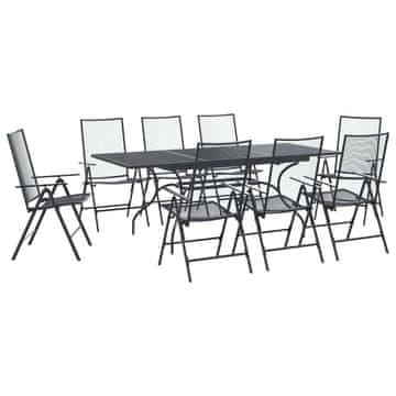 Vidaxl Komplet za jedilnico v vrtu 9 szt. Antracit 212 x 90 x 76 cm