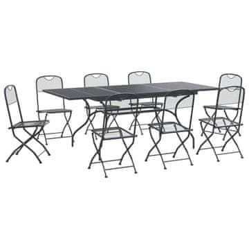 Vidaxl Komplet za jedilnico v vrtu 9 szt. Antracit 212 x 90 x 76 cm