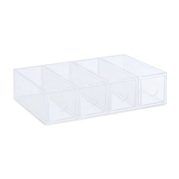 Northix Majhna plastična škatla s 4 predali prozorna organizator