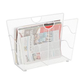 Northix Kovinsko stojalo za revije belo z mrežno zasnovo