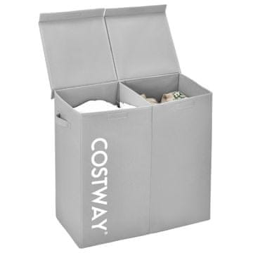 Northix Košara za perilo, 115 L, 2 prekata, s pokrovom, siva