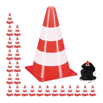 Northix Set 24 označevalnih stožcev 23 cm oranžni plastični