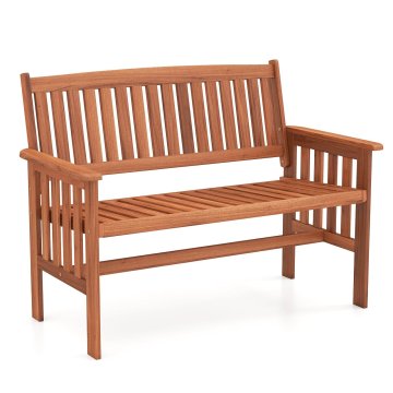Northix Lesena zunanja vrtna klop 2-sedežna 119 cm z nastavljivim naslonom