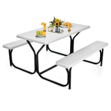 Northix Pivski šotor miza za piknik 137 cm 2 klopi kovinski okvir