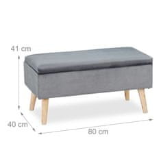 Northix Žametna shranjevalna klop 120 cm z visoko peno in lesom