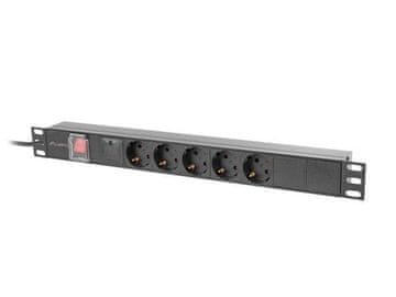 Lanberg DISTRIBUCIJSKA ENOTA (PDU) 19" 1U 16A 2M 5X SCHUKO VTIČNICE ČRNA