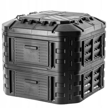 KADAX Modularni kompostnik 600 l, črn, odporen proti zmrzali, za celoletno uporabo