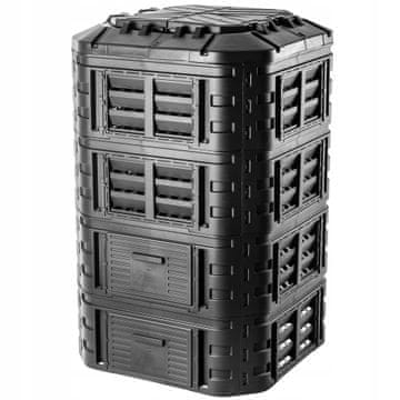 KADAX Modularni kompostnik 1120 l, črn, odporen proti zmrzali, z rezervoarjem za gnojilo