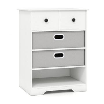 Northix Komoda s 4 predali in odprtimi policami 58x42x75 cm bela
