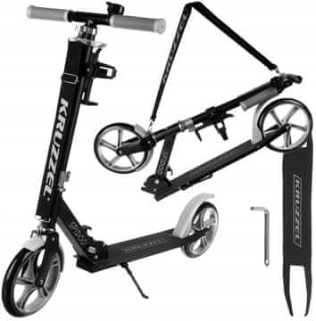 Kruzzel Alu. zložljiv otroški skiro do 100kg gumirana kolesa 200mm ABEC-7 siv Spido