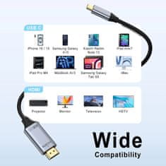 VYZIO® USB-C na HDMI kabel 4K 60Hz, 2m, Ultra HD video prenos za prenosnik, telefon in TV, plug & play | USBCX