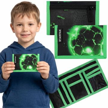 STARPAK Nogomet, denarnica za fante, denarnica za denar z zaponka na sprijemalni trak, za nogometaša 9x13x1 cm