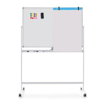 Northix 120 x 80 cm dvostranska mobilna bela tabla z nastavljivo višino in 360° vrtenjem, bela magnetna tabla