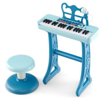 Northix Otroška elektronska klaviatura s 37 tipkami, stolček in mikrofon, izobraževalna glasbena igrača