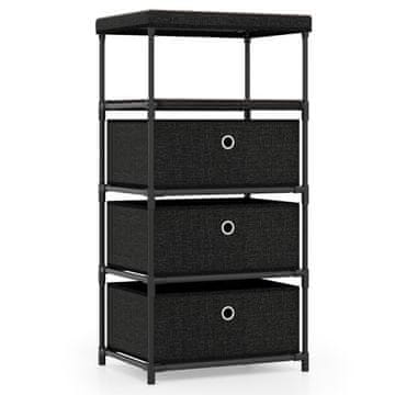 Northix Komoda iz blaga 3 predali črna 40x30x81 cm leseni vrh kovina