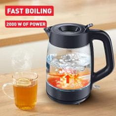 Tefal KO2G08E0 Morning Glass električni grelnik vode, 1,7 L, črn