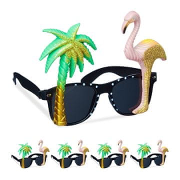 Northix Set 5 zabavnih očal flamingo in palma z bleščicami