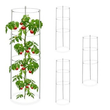 Northix Komplet 4 okroglih opornikov za paradižnik 60 cm kovina plastika