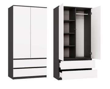 Topeshop Malwa SS-90 Garderobna omara ANTRACITNO BELA