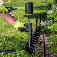 KADAX Plastični robnik za vrtno trato 4,5 cm, dolžina 10 m, komplet s 30 sidri, črn
