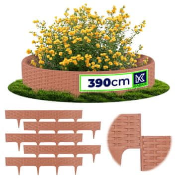 KADAX Vrtna obroba palisada, terakota, 390 cm, 5 kosov