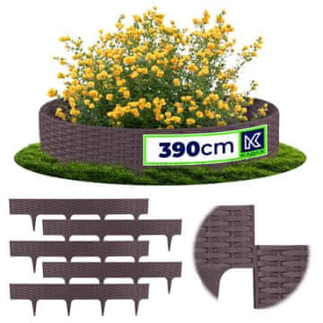 KADAX Vrtna obroba za trato, rjava, 390 cm, 5 kosov
