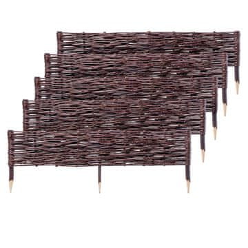 KADAX Vrtna palisada 100x30 cm, pletena ograja za trato, 5 kosov