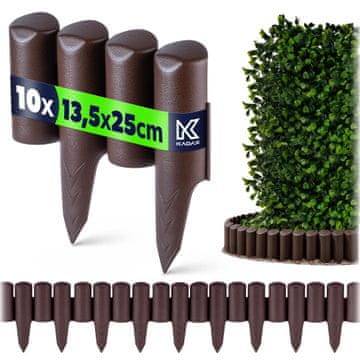 KADAX Vrtna palisada 240 cm, rjava, plastika, 10 kosov
