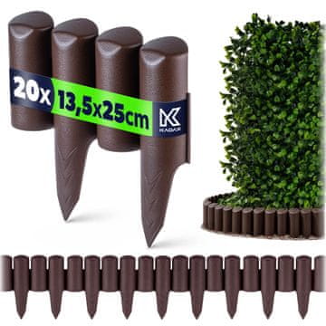 KADAX Vrtna palisada 480 cm, rjava, plastika, UV zaščita