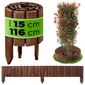 KADAX Vrtna palisada lesena ograja za trato rjava 15x116 cm