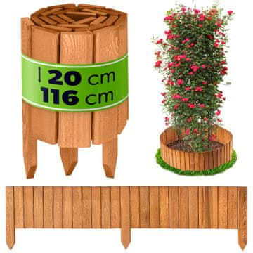 KADAX Lesena vrtna palisada, ograja iz hrastovega lesa 20x116 cm
