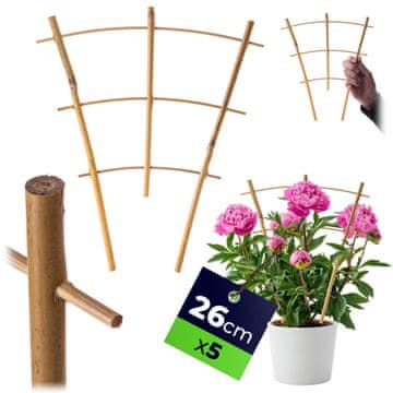 KADAX 5 kosov bambusovih opor za rože, rastline in zelenjavne vzpenjavke, trojna, 26 cm