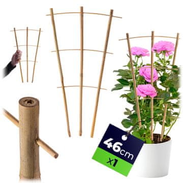 KADAX Podpora za rastline, bambusova lestev 46 cm, trojna opora za rože