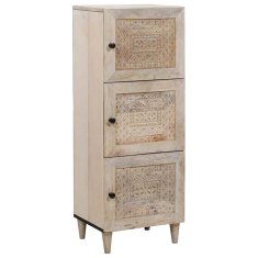 Vidaxl Visok predalnik Bela 40 x 33 x 110 cm trden mangov les