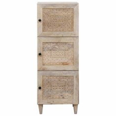 Vidaxl Visok predalnik Bela 40 x 33 x 110 cm trden mangov les