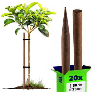 KADAX Impregnirani leseni količki 80 cm, 20 kosov, premer 23 mm