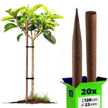 KADAX Leseni impregnirani količki 120 cm, 20 kosov, premer 23 mm