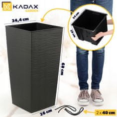 KADAX Cvetlični lonec z vložkom, pokrov, visok grafitni 34 x 68 cm