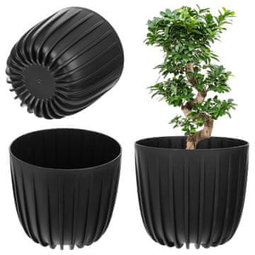 KADAX Cvetlični lonec, okrogel, plastičen, črn, premer 23,5 cm