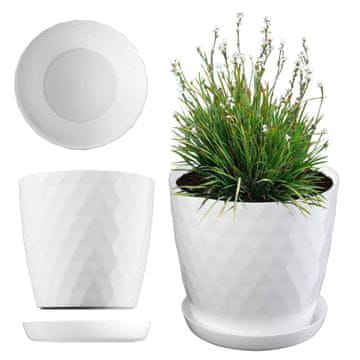 KADAX Plastični cvetlični lonec s stojalom, beli, premer 20 cm