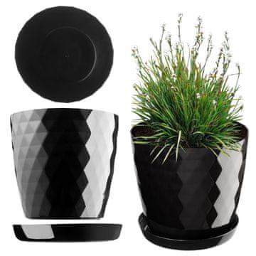 KADAX Cvetlični lonec s stojalom, okrogel, črn, plastika, 16 cm