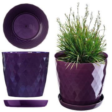 KADAX Plastični cvetlični lonec s stojalom, 12 cm, vijoličen