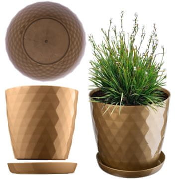 KADAX Plastični cvetlični lonec s stojalom, 12 cm, zlat