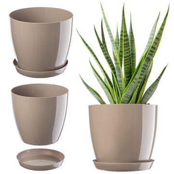 KADAX Cvetlični lonec s stojalom, plastični pokrov, 12 cm, bež