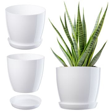 KADAX Cvetlični lonec s krožnikom, 20 cm, bel, plastičen